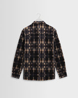 wax london men's Whiting - Natural And Navy Glitch Check Overshirt