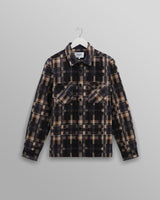wax london men's Whiting - Natural And Navy Glitch Check Overshirt