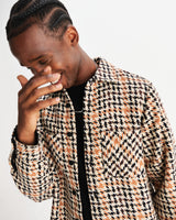 wax london men's Whiting - Natural Houndstooth-Weave Overshirt