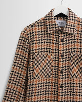 wax london men's Whiting - Natural Houndstooth-Weave Overshirt