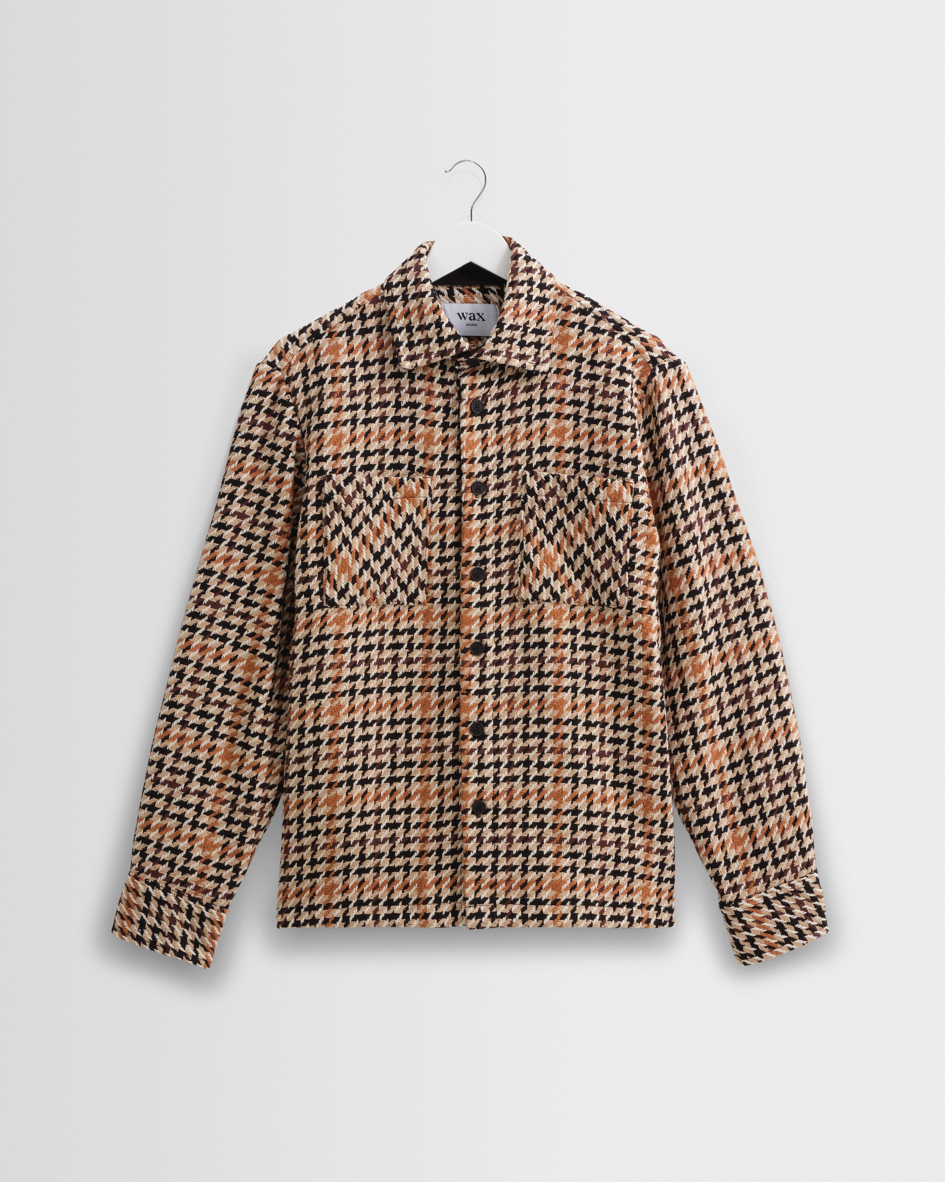 Men's Natural Houndstooth-Weave Overshirt | Wax London
