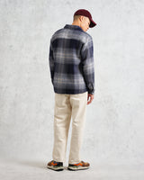 wax london men's Whiting - Navy And Blue Ombre Check Overshirt