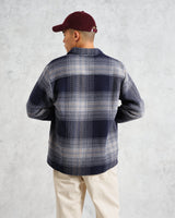 wax london men's Whiting - Navy And Blue Ombre Check Overshirt