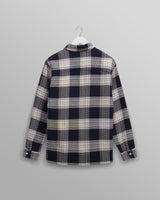 wax london men's Whiting - Navy And Multicolour Hutton Check Overshirt