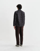 wax london men's Whiting - Navy Camo Jacquard Overshirt