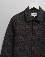wax london men's Whiting - Navy Camo Jacquard Overshirt