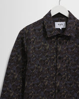 wax london men's Whiting - Navy Camo Jacquard Overshirt