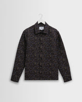 wax london men's Whiting - Navy Camo Jacquard Overshirt