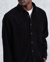 wax london men's Whiting - Navy Jumbo Corduroy Overshirt