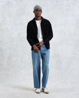 wax london men's Whiting - Navy Jumbo Corduroy Overshirt