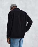 wax london men's Whiting - Navy Jumbo Corduroy Overshirt