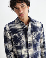 wax london men's Whiting - Navy Marine Beatnik Overshirt