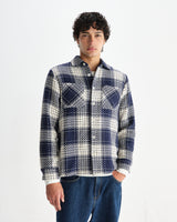 wax london men's Whiting - Navy Marine Beatnik Overshirt