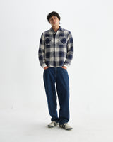 wax london men's Whiting - Navy Marine Beatnik Overshirt