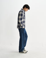 wax london men's Whiting - Navy Marine Beatnik Overshirt