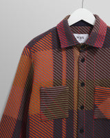 wax london men's Whiting - Orange And Multicolour Tempo Check Overshirt