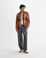 wax london men's Whiting - Orange Pike Check Overshirt