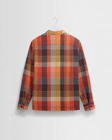 wax london men's Whiting - Orange Pike Check Overshirt