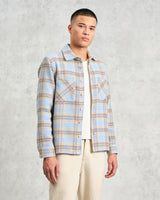 wax london men's Whiting - Pale Blue Earl Check Overshirt