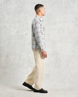 wax london men's Whiting - Pale Blue Earl Check Overshirt