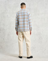 wax london men's Whiting - Pale Blue Earl Check Overshirt