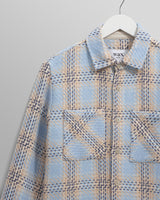 wax london men's Whiting - Pale Blue Earl Check Overshirt