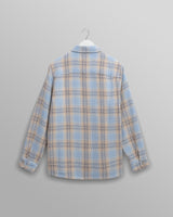wax london men's Whiting - Pale Blue Earl Check Overshirt