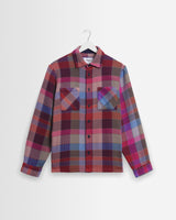 wax london men's Whiting - Pink And Multicolour Pike Check Overshirt