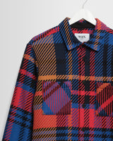 wax london men's Whiting - Purple And Red Bold Check Overshirt