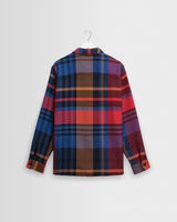 wax london men's Whiting - Purple And Red Bold Check Overshirt
