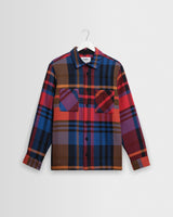 wax london men's Whiting - Purple And Red Bold Check Overshirt