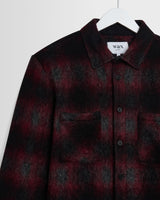 wax london men's Whiting - Red And Black Elm Wool Blend Check Overshirt