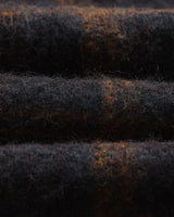 wax london men's Whiting - Teal And Orange Drawn Check Wool Overshirt