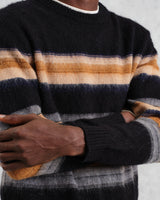 wax london men's Wilde - Black Brush Stripe Wool Jumper