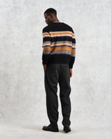 wax london men's Wilde - Black Brush Stripe Wool Jumper