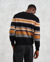 wax london men's Wilde - Black Brush Stripe Wool Jumper