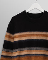 wax london men's Wilde - Black Brush Stripe Wool Jumper