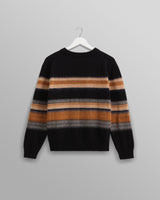 wax london men's Wilde - Black Brush Stripe Wool Jumper