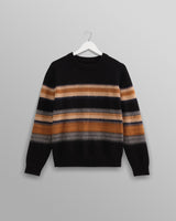 wax london men's Wilde - Black Brush Stripe Wool Jumper