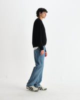 wax london men's Wilde - Black Fluffy Wool Crewneck