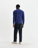 wax london men's Wilde - Blue Fluffy Wool Crewneck