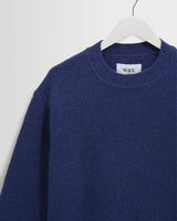 wax london men's Wilde - Blue Fluffy Wool Crewneck