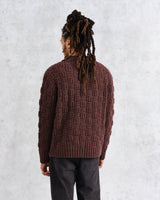 wax london men's Wilde - Brown Checkerboard Leaf Jumper