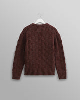 wax london men's Wilde - Brown Checkerboard Leaf Jumper