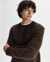 wax london men's Wilde - Brown Fluffy Wool Crewneck