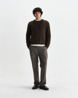 wax london men's Wilde - Brown Fluffy Wool Crewneck