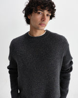 wax london men's Wilde - Charcoal Donegal Wool Crewneck