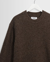 wax london men's Wilde - Chocolate Brown Fluffy Wool Crewneck