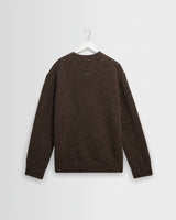 wax london men's Wilde - Chocolate Brown Fluffy Wool Crewneck