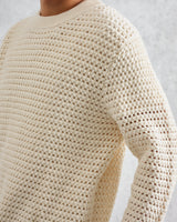 wax london men's Wilde - Ecru Open Knit Jumper